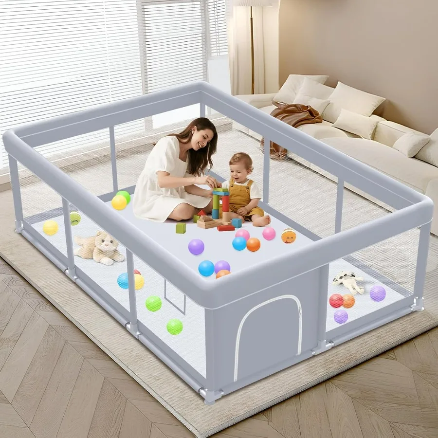 Baby Playpen 74 x 50 Inch Play Pen Playards Playpen for Babies and Toddlers Baby Playard for Indoor Outdoor Active Center Game