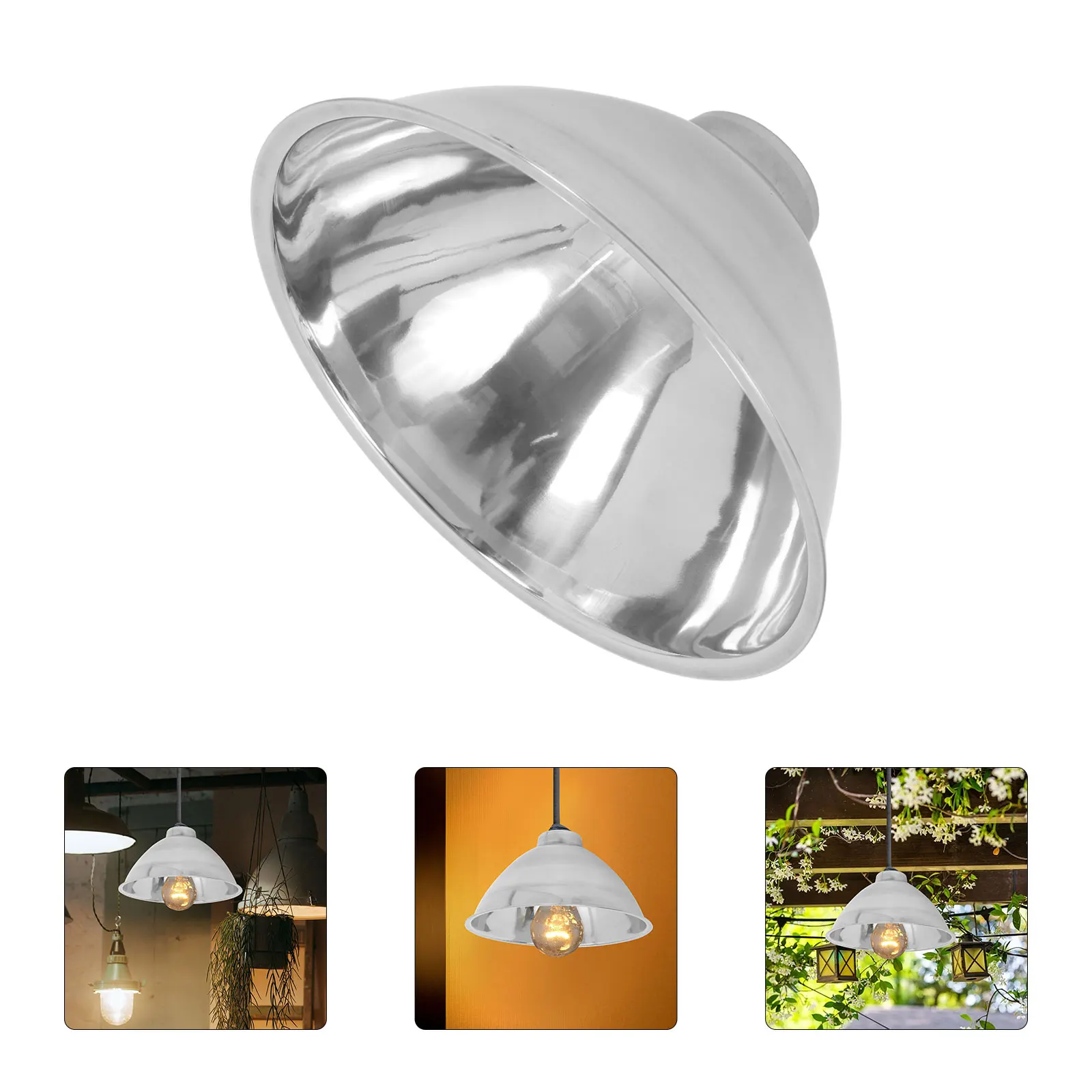 

Industrial Stainless Steel Lampshade Outdoor Weatherproof Metal Dome Cover for Street Garden Patio Light Protection