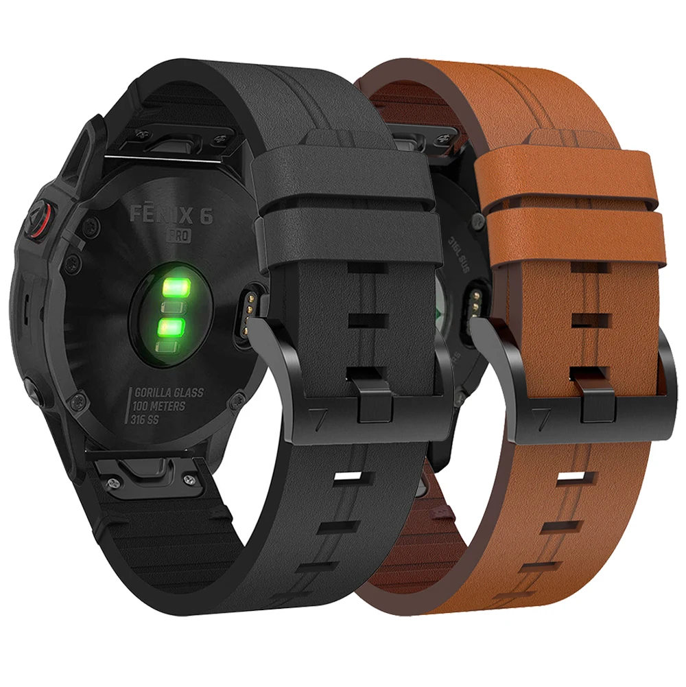 Genuine Leather QuickFit 26mm 22mm Bracelet For Garmin Quatix 8/Fenix 7 7X E 8 6X 6 Pro 5 5X Epix Pro/Enduro 3 2 Descent G2 Band