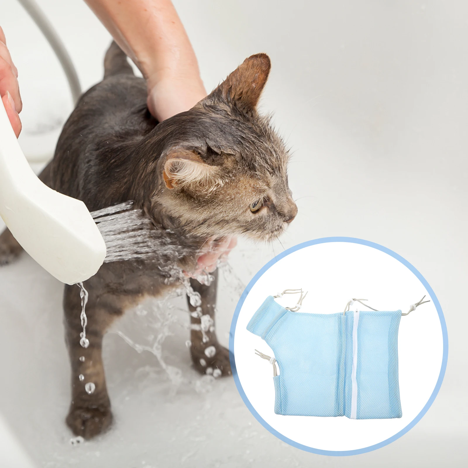 

Cat Bath Bag Polyester Scratch Resistant Durable Grooming Accessories Indoor Cats Bathing Pet Shower Netting Breathing