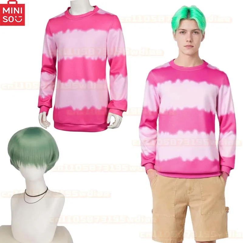 

MINISO Saja Boys Baby Cosplay Costumes for Anime Movie KPop Demon Superstar Cosplay Pink Sweatshirt Mint Green Wig Hunters Shirt