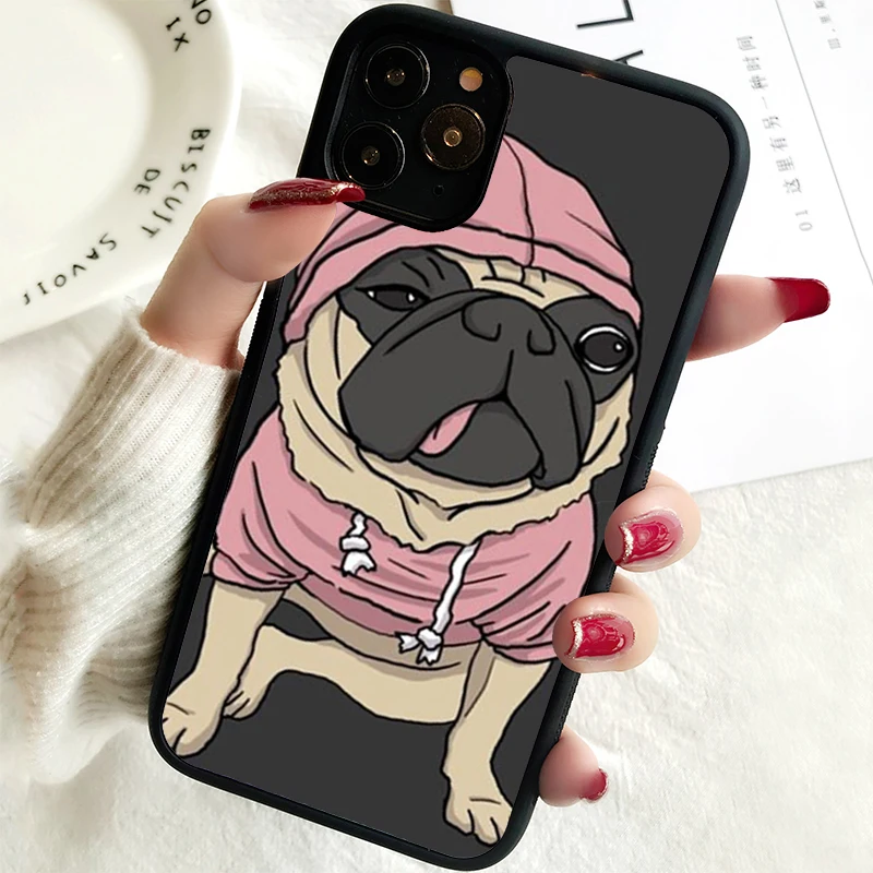 Чехол для телефона 5S SE 2020, чехол для iPhone 6, 6S, 7, 8 PLUS, X, XS, XR, 11, 12, 13, MINI 14 PRO MAX, резиновый мопс, бандист, гангстер, собака, Забавный