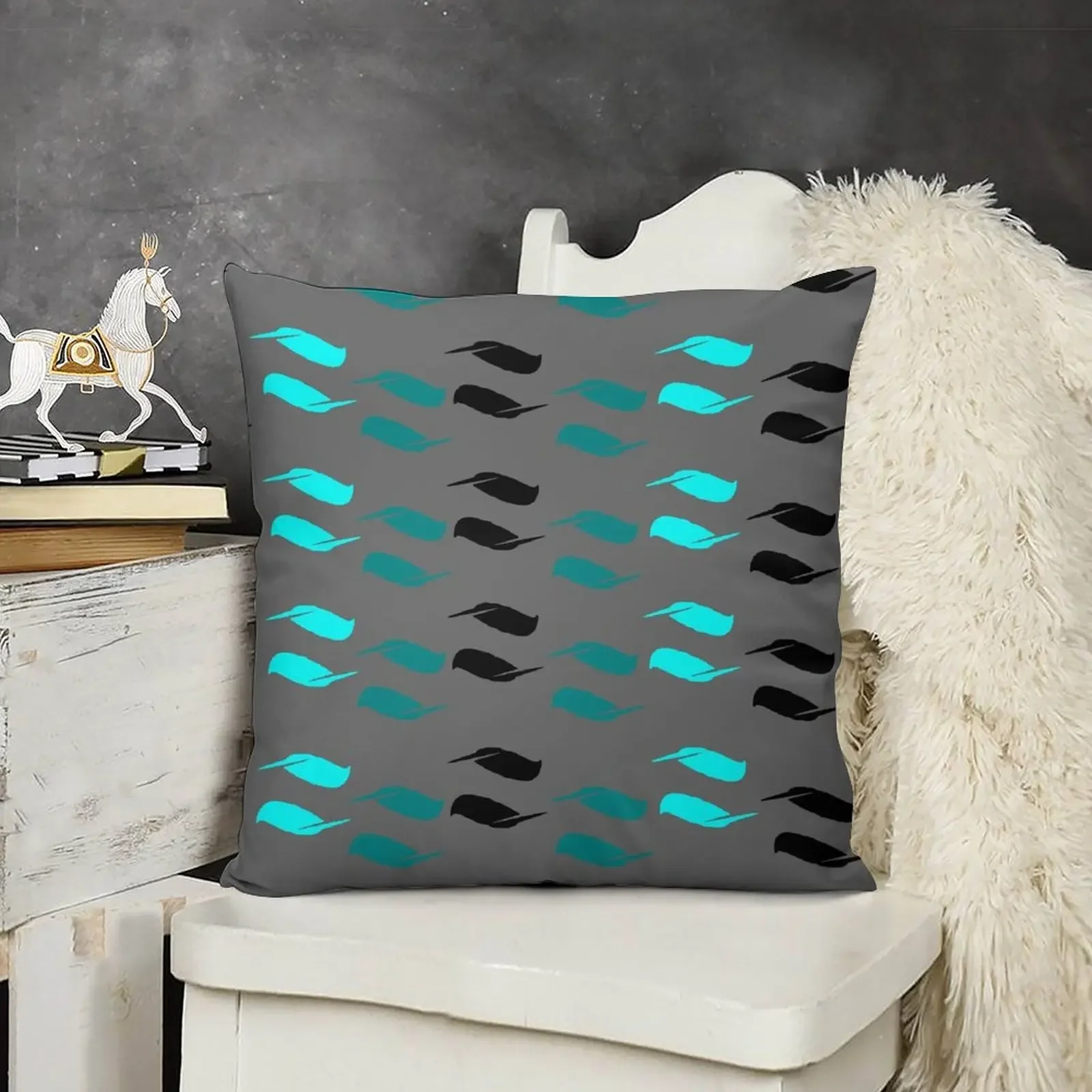 Juste de coussin décorative pour canapé, taie d'oreiller à carreaux, aqua et Industries celle