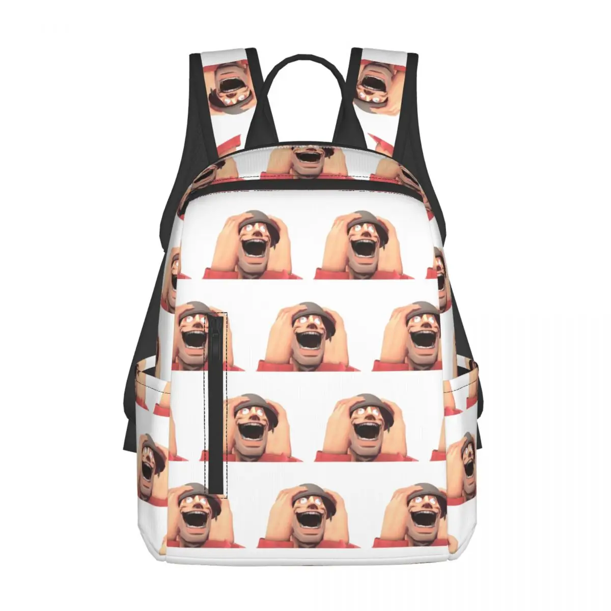 Team Fortress TF2 Soldier Gmod Face Crazy Funny Meme RED Backpack Daypack Large Capacity BookBag School Bag Shoulder Bags