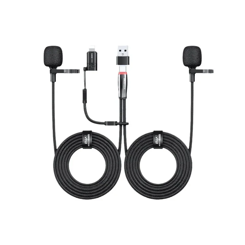 Dual wheat head stereo recording microphone, suitable for mukbang interview performance audio recording Karaoke live broadcast