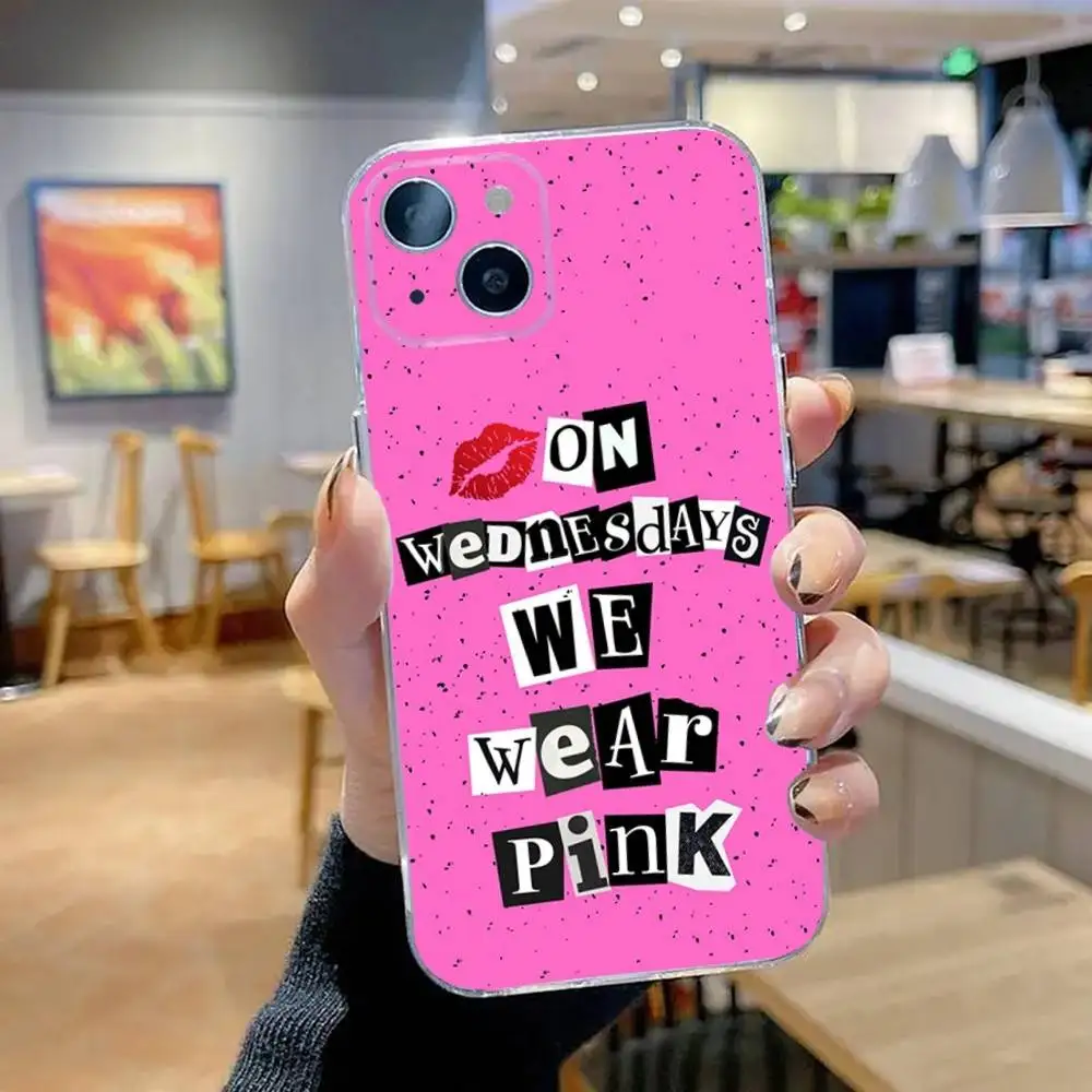 Casing Ponsel Kiss M-Mean Girls untuk iPhone 16,15,14,13,12,11 Pro,Max,Plus,X,XS,XR,SE,Mini Silikon Transparan Lembut