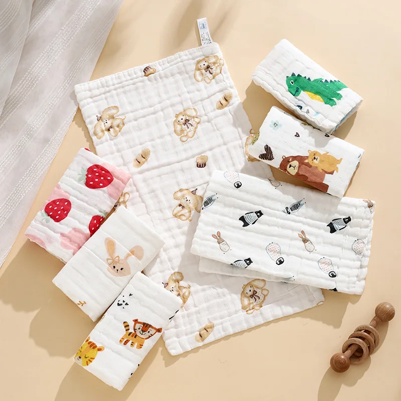 Хлопковое 6-слойное марлевое детское полотенце, одеяло для новорожденных, пеленальная ткань, мягкое, с высокой впитывающей способностью, банное полотенце для младенцев, ткань для отрыжки 30*50 см