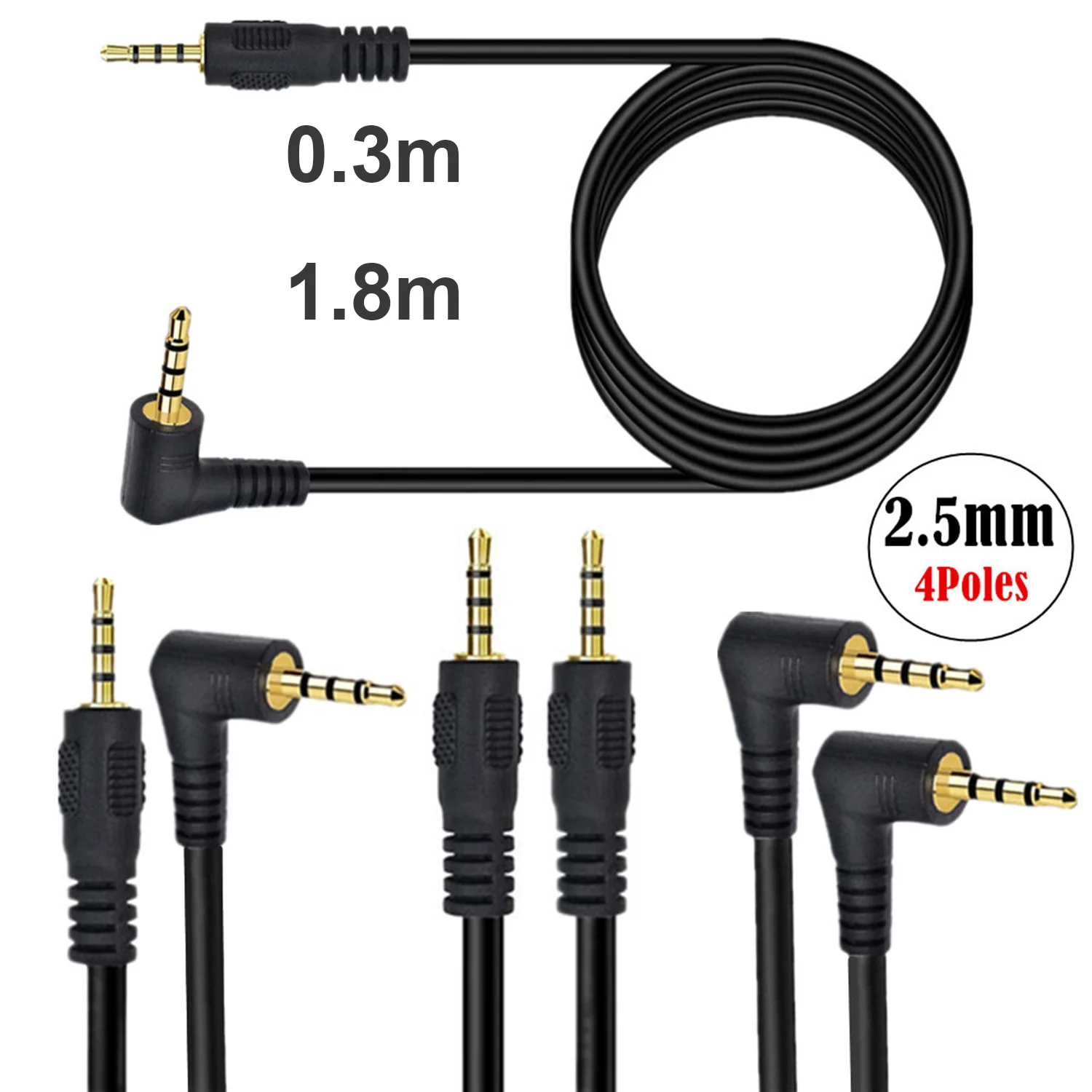 

2.5mm 4 Pole Male to 2.5mm 4 Poles Male TRRS Stereo Car Aux Micphone Mic Headset Headphone Connector Adapter Wire Cable Cord