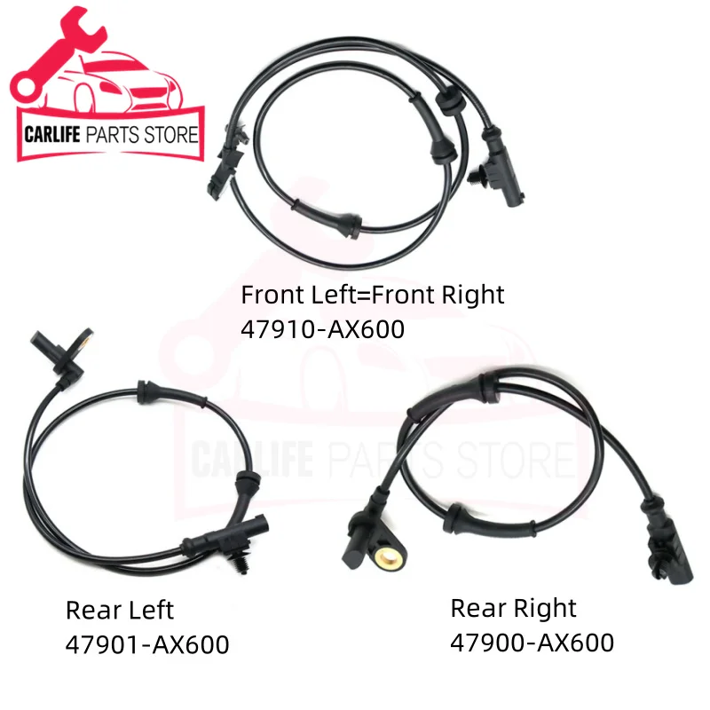 Front Rear Left Right ABS Wheel Speed Sensor for 2003-12 Nissan Note III K12 Micra E11 NE11 47900-AX600 47901-AX600 47910-AX600