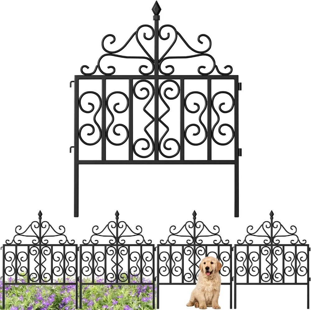 

5 panels Decorative Garden Fences and Borders for Dogs No Dig Metal Fence Panel Garden Edging Border Fence