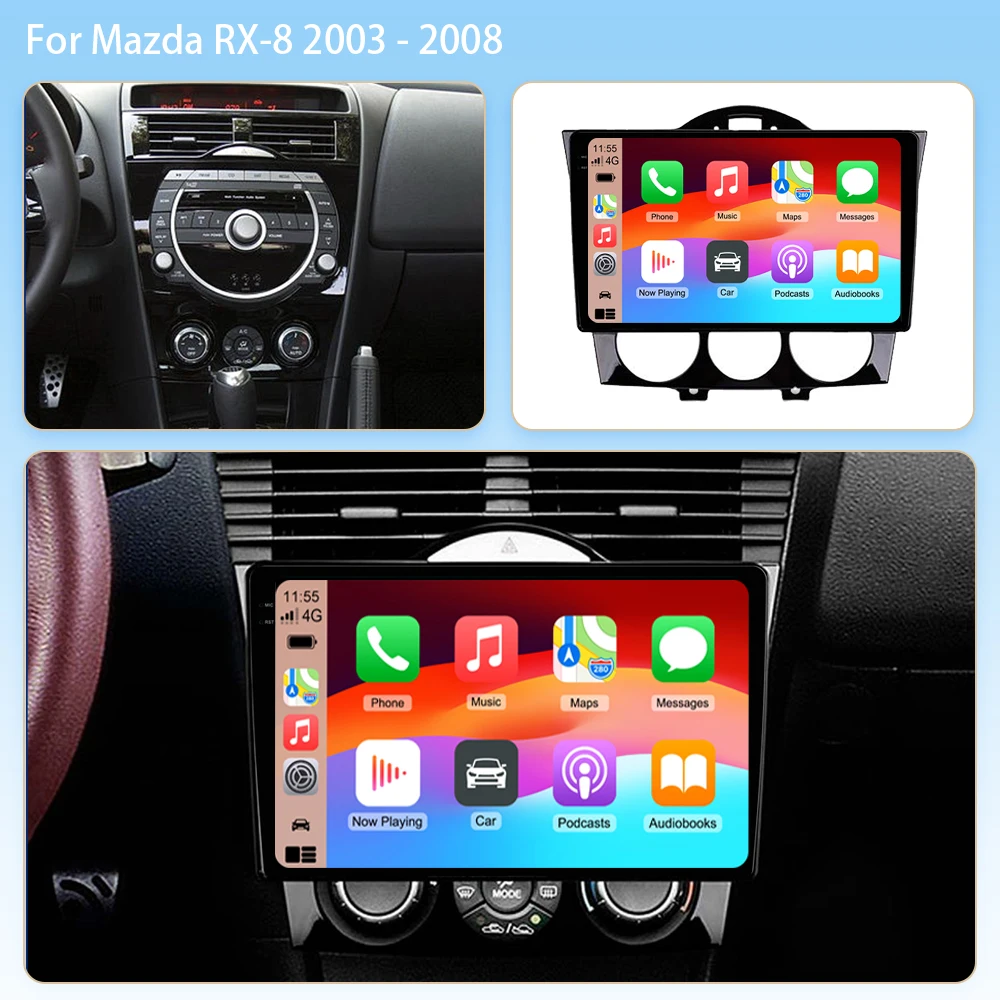 Android 16 2K Incell Screen Multimedia Stereo For Mazda RX-8 RX 8 RX8 SE 2003 - 2021 High-performance CPU Plug and Play Dash Cam