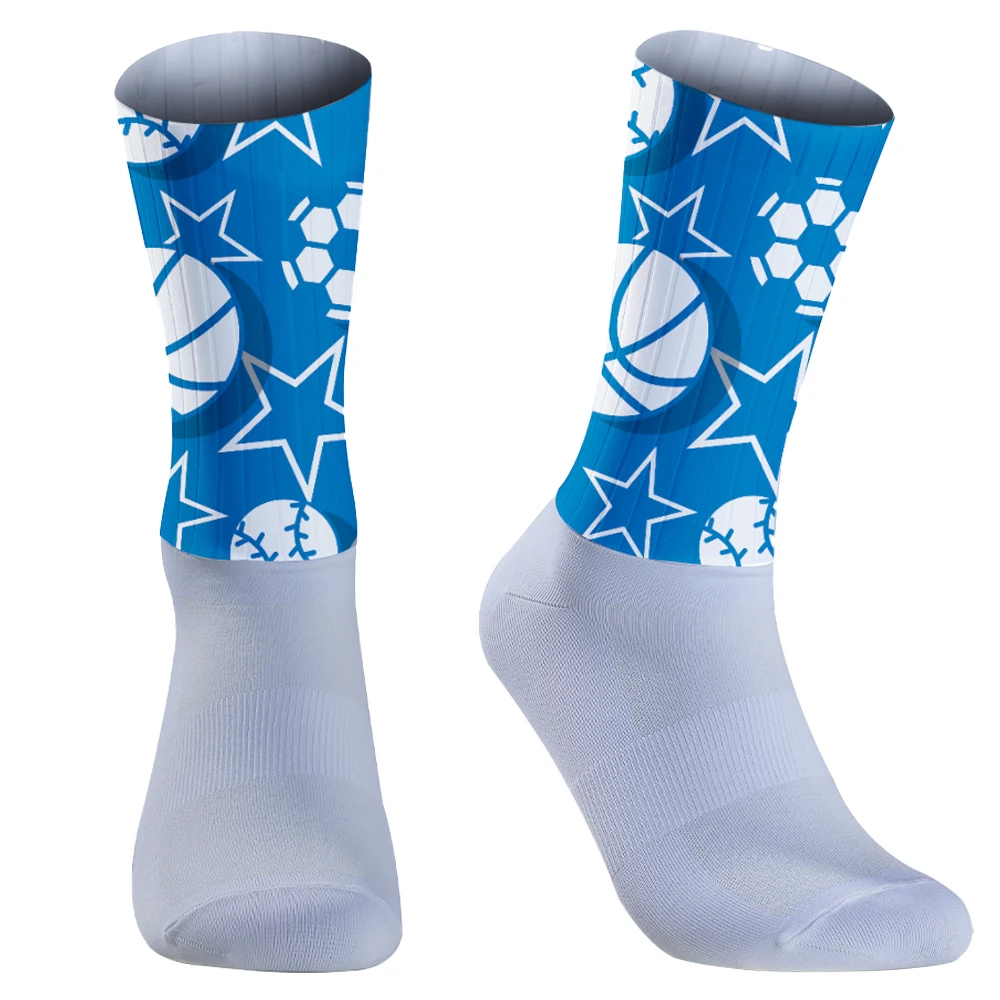 Chaussettes respirantes en silicone pour hommes, chaussettes de cyclisme professionnelles, chaussettes d'équitation, chaussettes de vélo, chaussettes de football, été