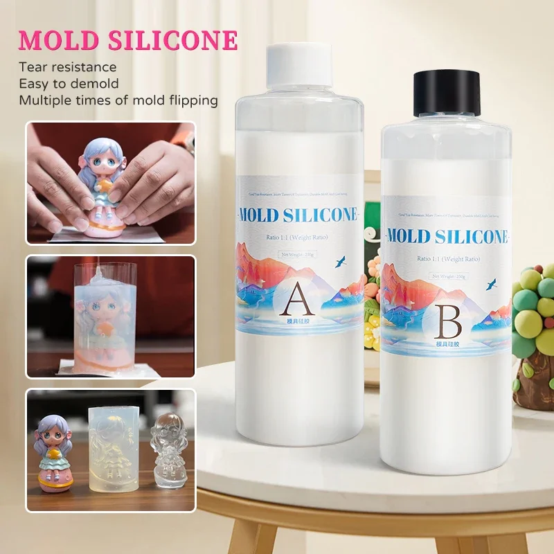 DIY Silicone Mold Making AB 1:1 Liquid Rubber Silicona Liquida Para Mold Fast Curing Mold Making Silicone Kit Cured 200g 500g