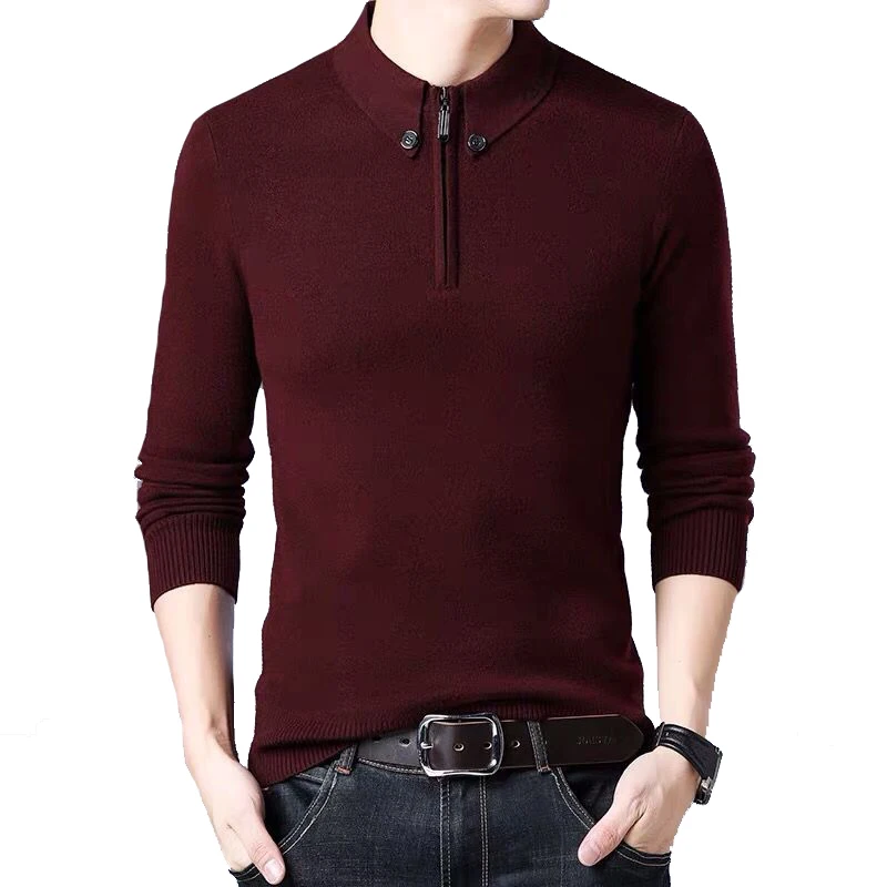 Man qutumn high quality Wool Zipper Loose Sweater Fashion Casual Pullovers Sweaters