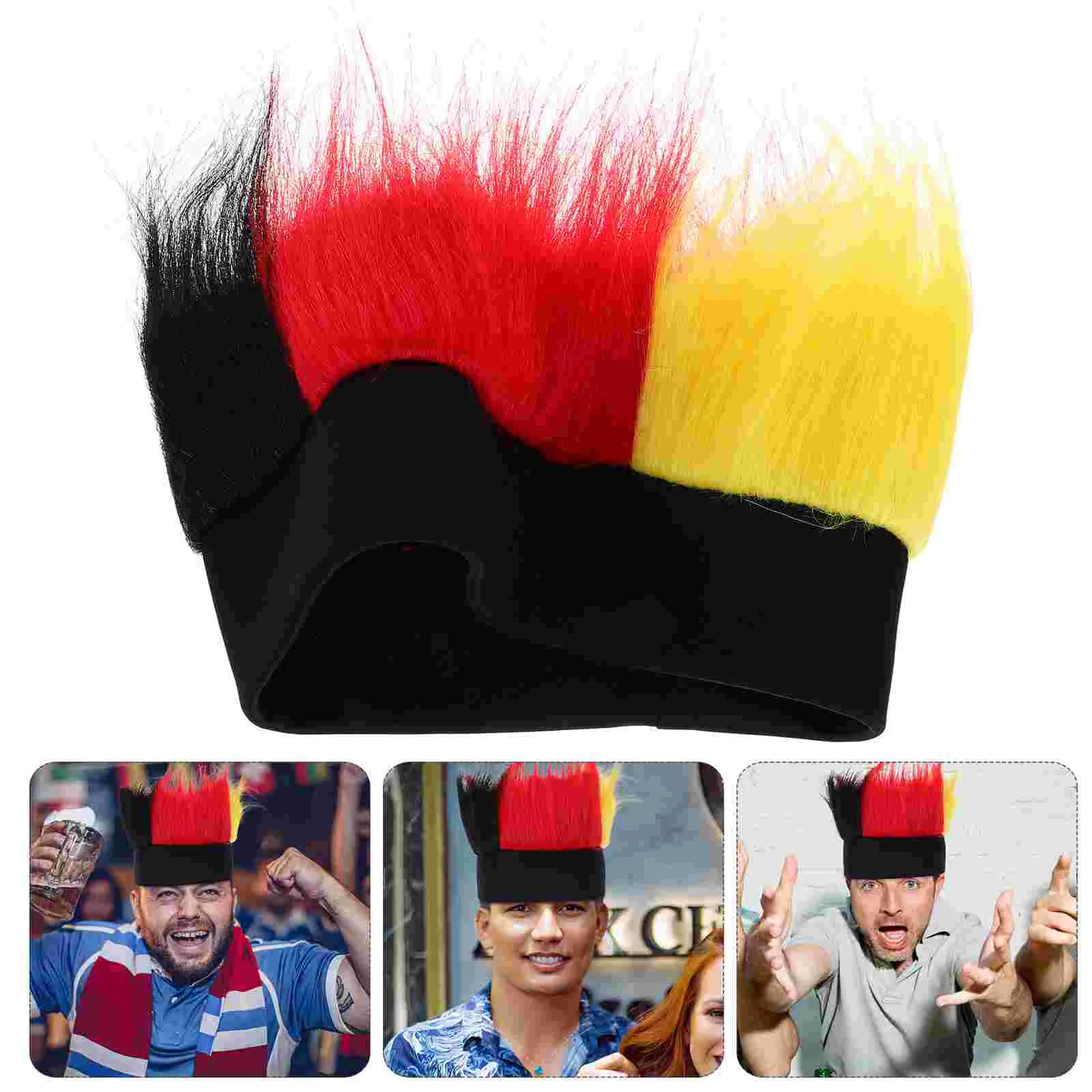 Fan German Football Fans Human Hair Wigs Colored Halloween Mohawk Finishing Products Silk