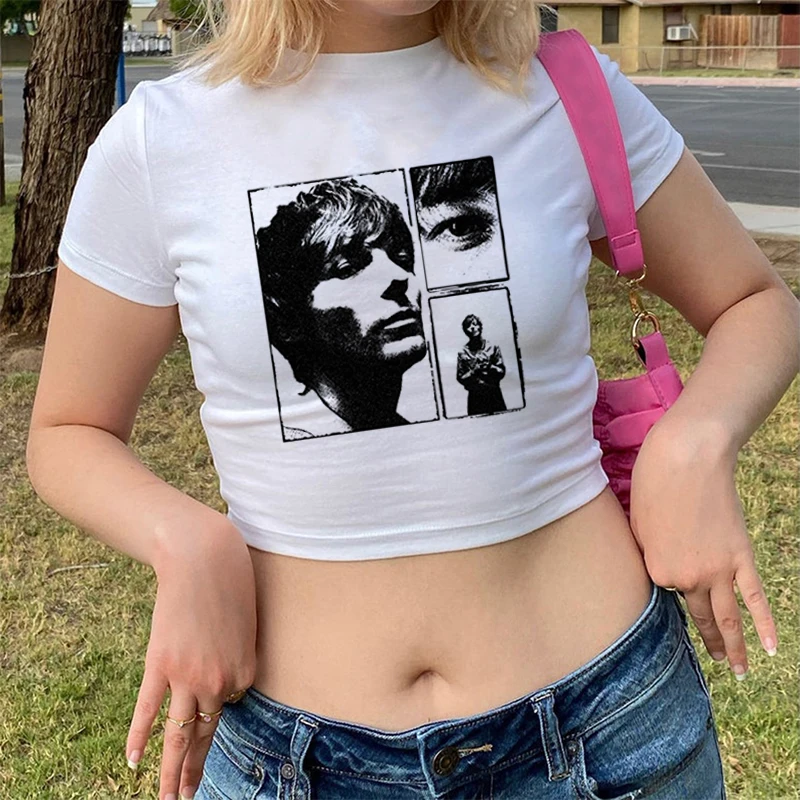 Wallows Fans Aesthetic Women Letter Gothic Crop Top Streetwear Grunge Baby Tee 90s Vintage Casual Short Sleeve T-Shirt Y2k Style