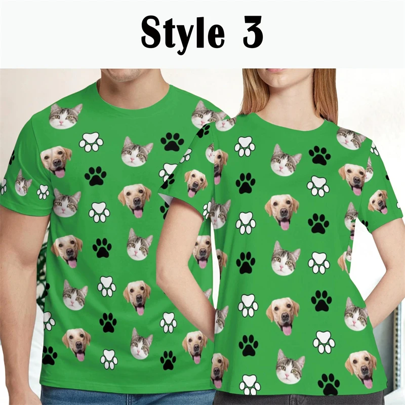 Pet Family Funny Customized Photo T-shirt Unisex Personality 3D Print Casual Outdoor Stroll Loose Tshirts Unique Cultural Tee