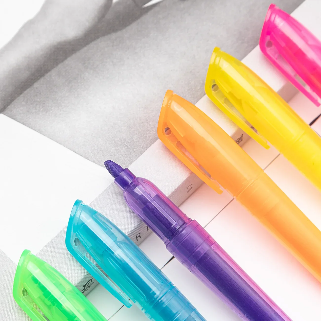 30PCS Plastic Colored Single Headed Fluorescent Pen With Key Line Marking, Graffiti, Hand Account Marking Pen