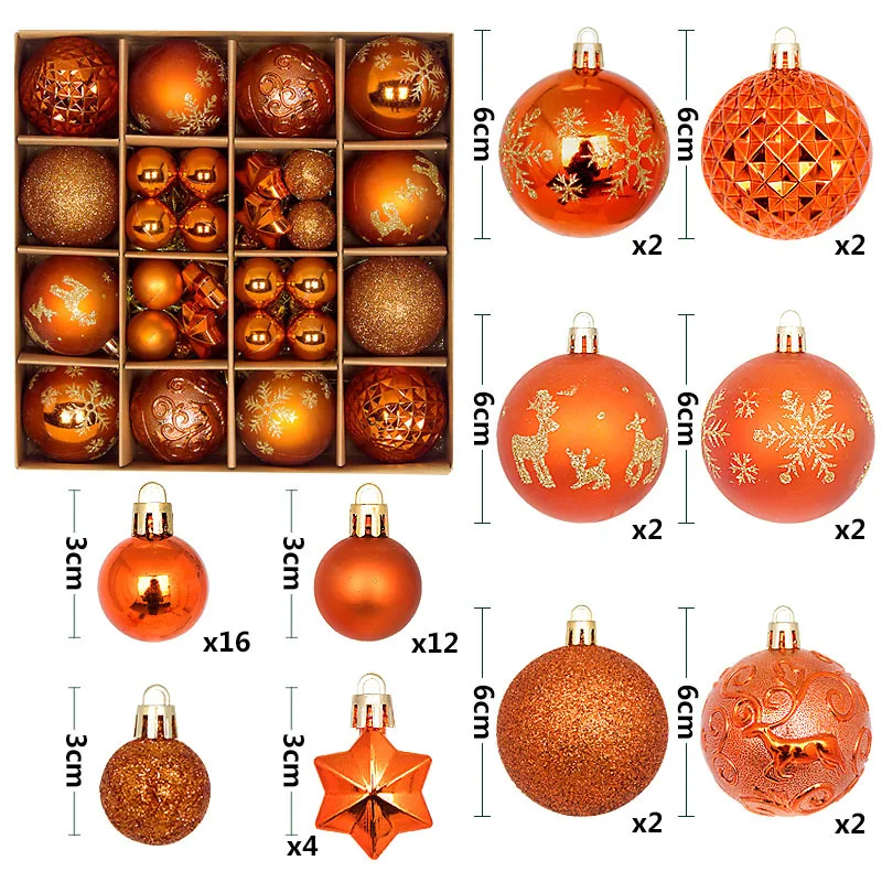 44-teiliges Set 3/6CM Frohe Weihnachten Dekorationskugeln Christbaumanhänger für Heimdekoration Neujahr 2026 Navidad Geschenke Zubehör – Detail 17
