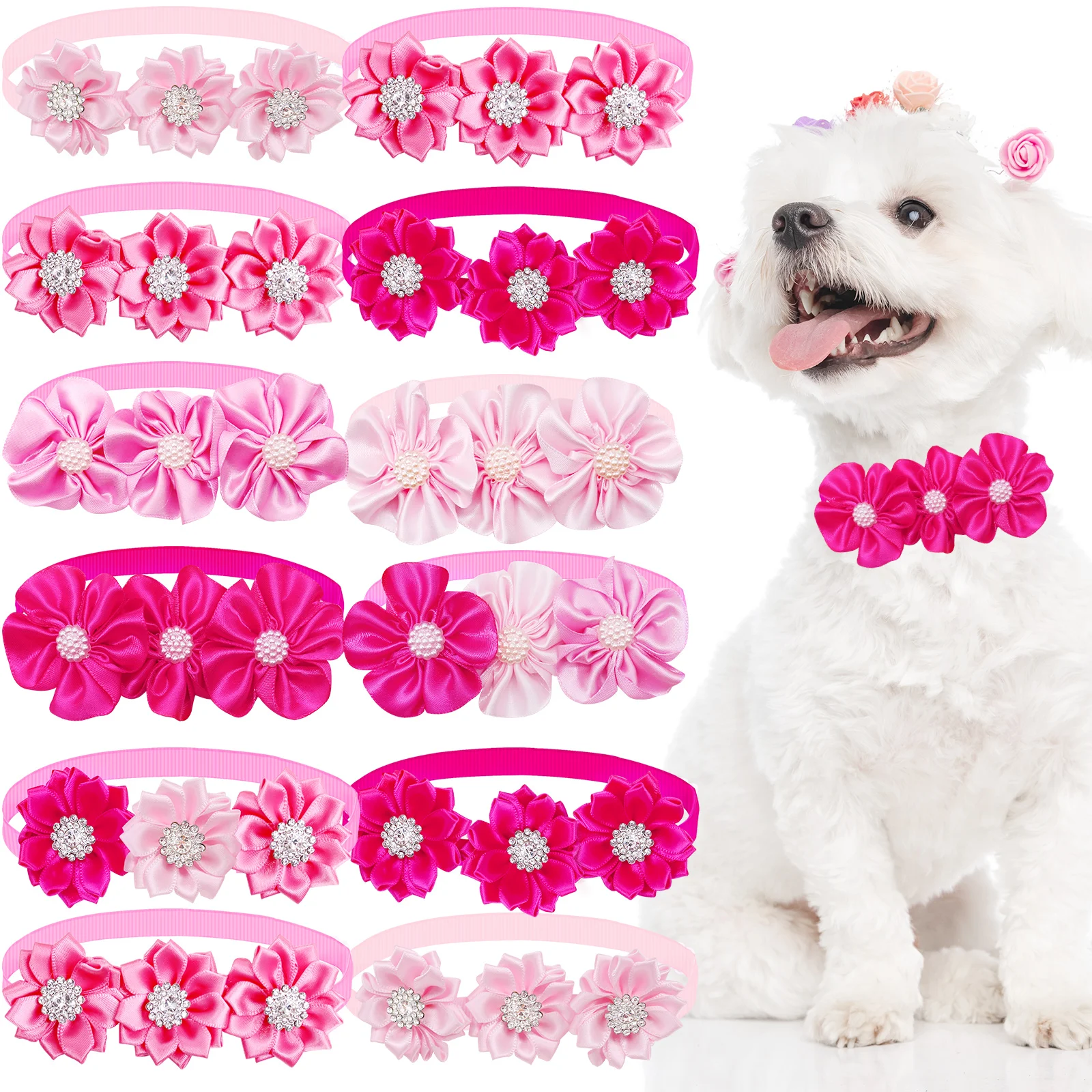 Dog Bow Ties 10/30/50PCS Valentine's Day Pet Collars For Dogs and Cats Adjustable Pet Dog Bow Ties Puppy Neckties Pet Supplies