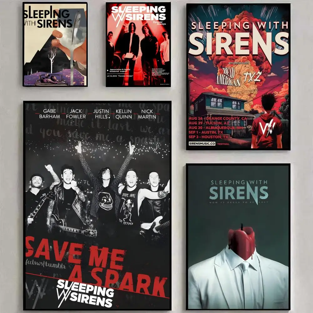 Band S-Sleeping With Sirens Poster Waterproof PP Self-Adhesive,Removable Wall Decor For Bedroom Entrance Bar Cafe Ideal Gift