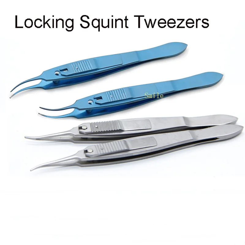 Ophthalmic instruments microforceps locking stainless steel titanium alloy eye forceps left and right locking strabismus forceps