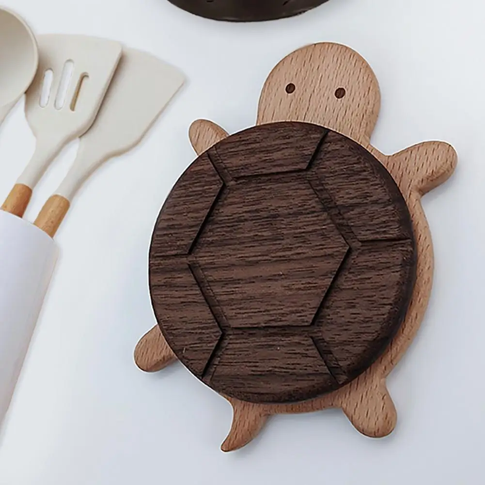 Wear-resistant Placemat Stain-resistant Placemat Wooden Turtle Coaster Set Heat Resistant Drink Mats Reusable Anti-scalding Pot