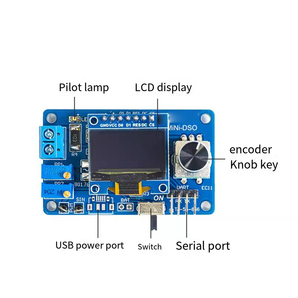 Mini DOS LCD Oscilloscope Kit STC8K8A Single Chip Microcomputer Electronic Welding Training Production of Loose Parts