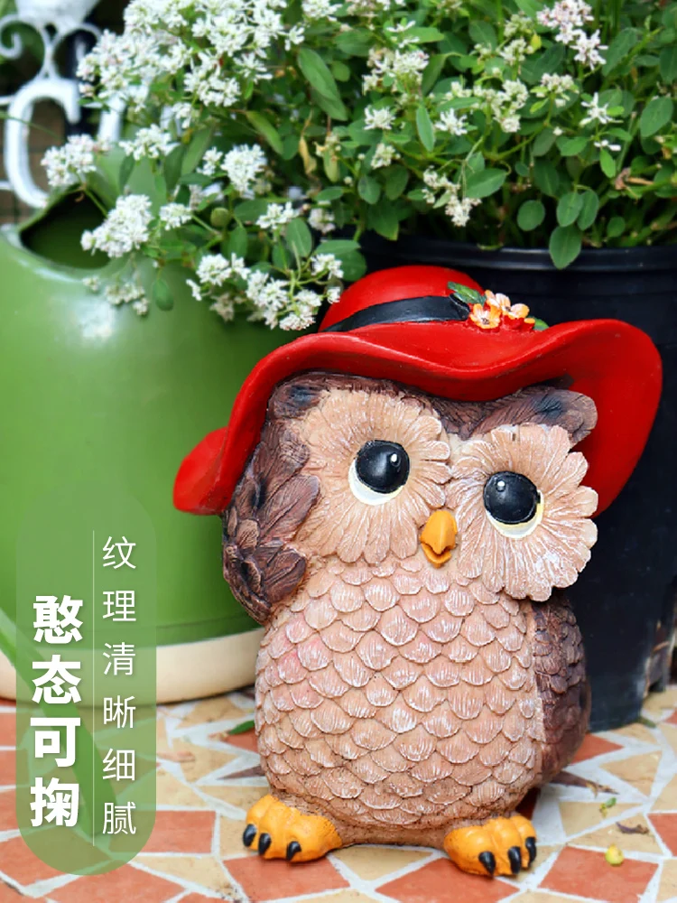 

Owl Ornaments Resin Crafts Creative Fairy Garden Miniatures Outdoor Balcony Arrangement Landscaping Decoration Home Accessories