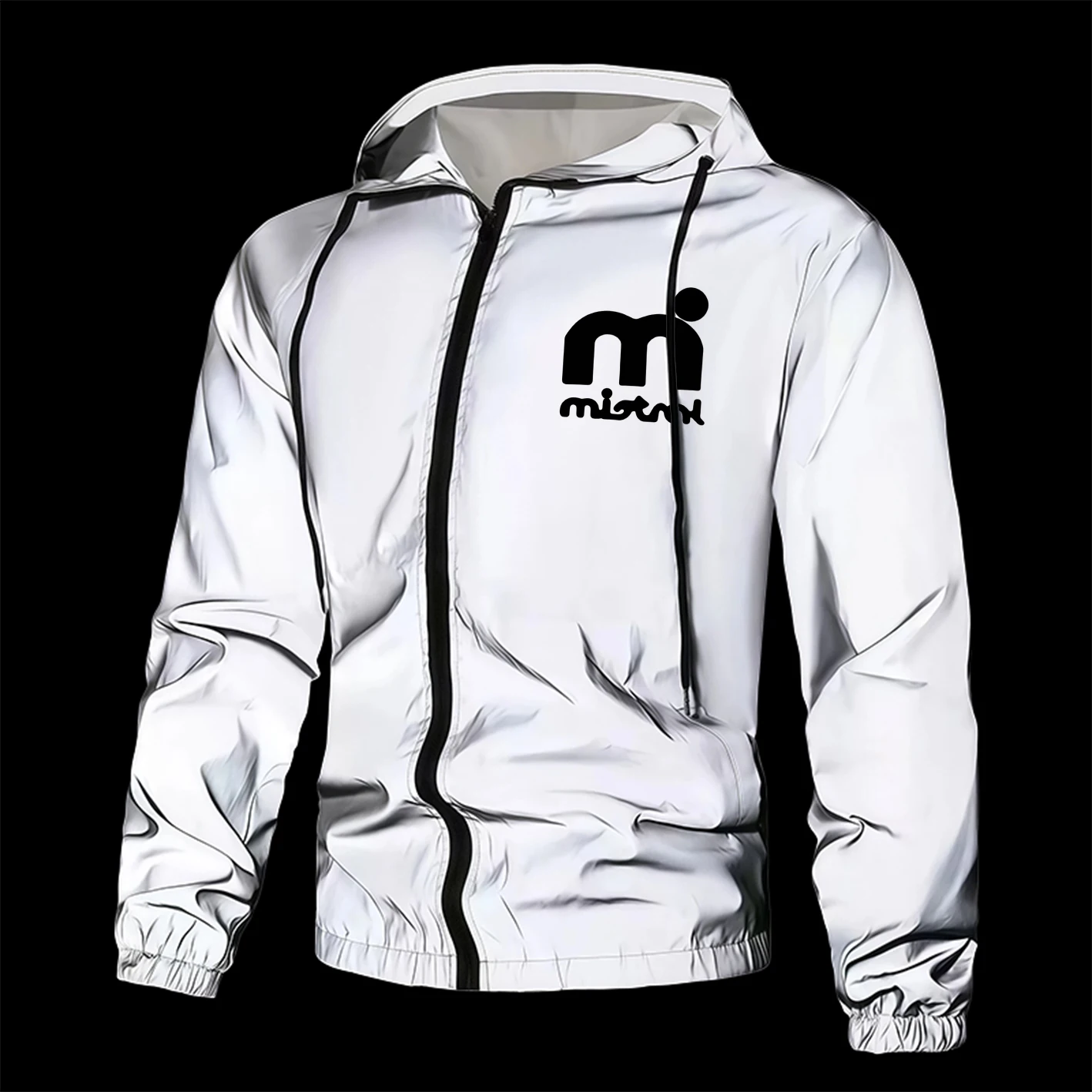 

Men's Reflective Jacket Full Zip Casual Outerwear Spring Autumn Polyester Lined Lightweight Windproof Safety Coat for Outdoor