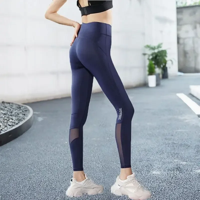 Leggings Women Mesh High-waist Ins Tight Fit Elastic Running Fitness Quick-drying Summer Solid All-match Trendy Breathable Y2k