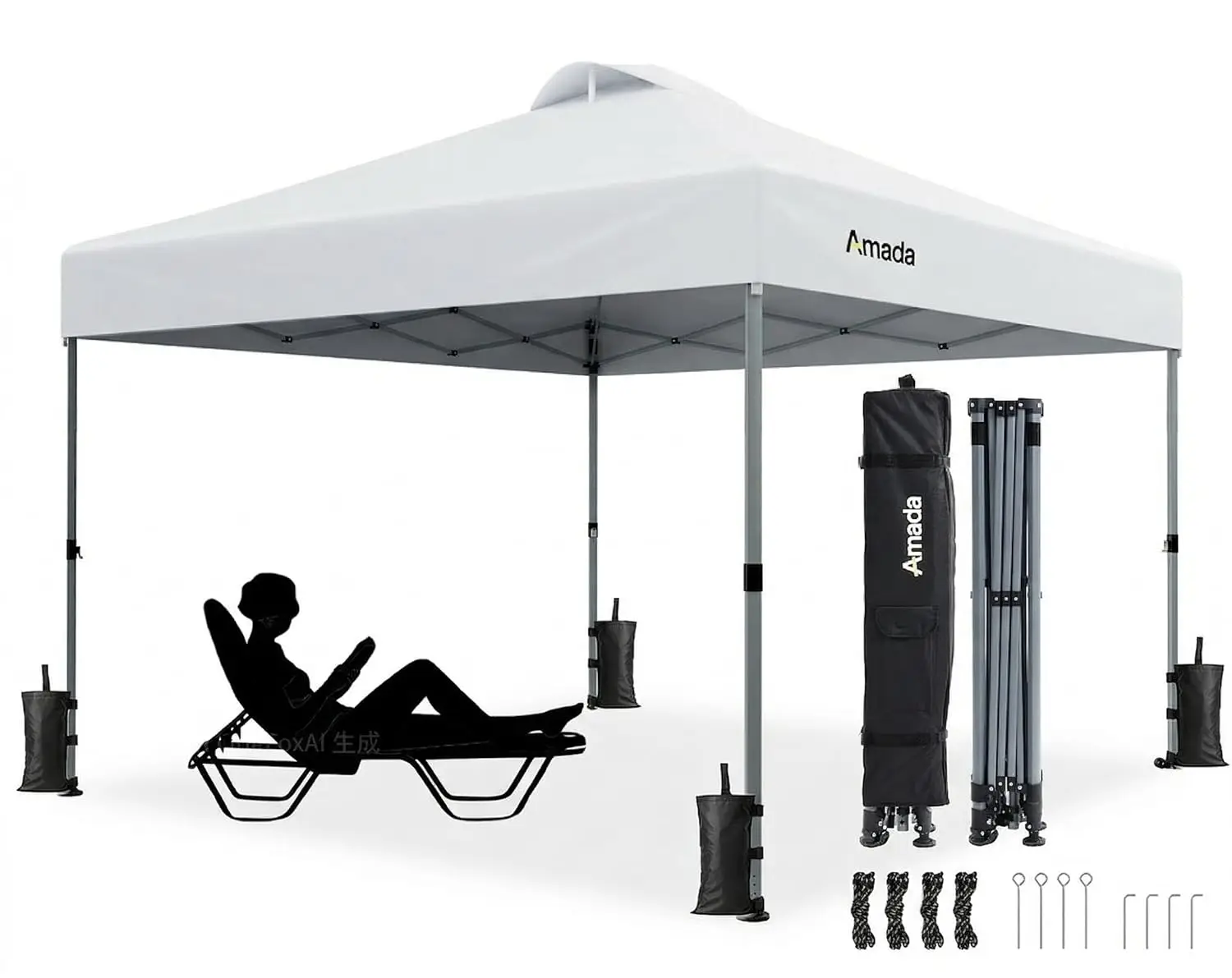 

Amada 10x10 Pop Up Canopy Tent, 1-Button Push Easy-up Outdoor Canopy Beach Tent with 3-Height Adjustable Waterproof, Customized