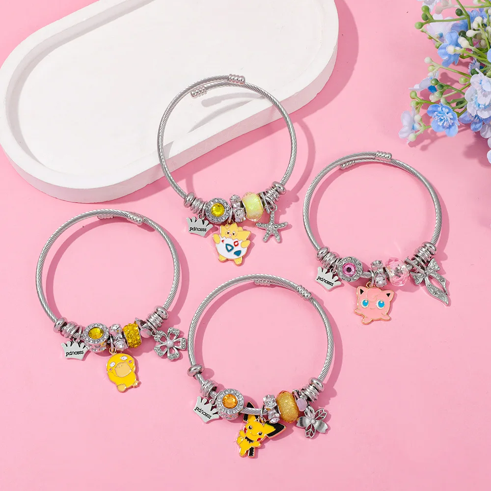 مجموعة مكونة من 4 قطع من أساور بيكاتشو الإبداعية الكرتونية لعبة الموضة صندوق أعمى إكسسوارات مجوهرات للأطفال مجموعة هدايا أنيمي #4