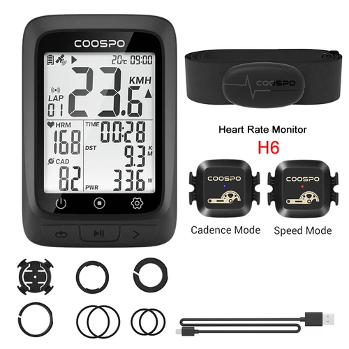 CooSpo-ordenador de bicicleta BC107 IPX67 GPS, sincronización con sensores Stra Ant +, Bluetooth 5 inalámbrico Velocímetro ligero para bicicleta de montaña, 0, 2,3 pulgadas