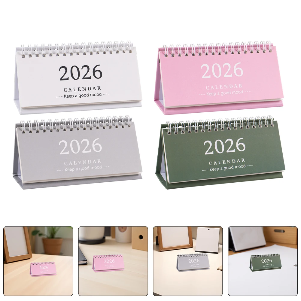 

4Pcs 2026 Desk Calendar Long Style Minimalist Flip Calendar for Office Home Student Teacher Scheduling Layout
