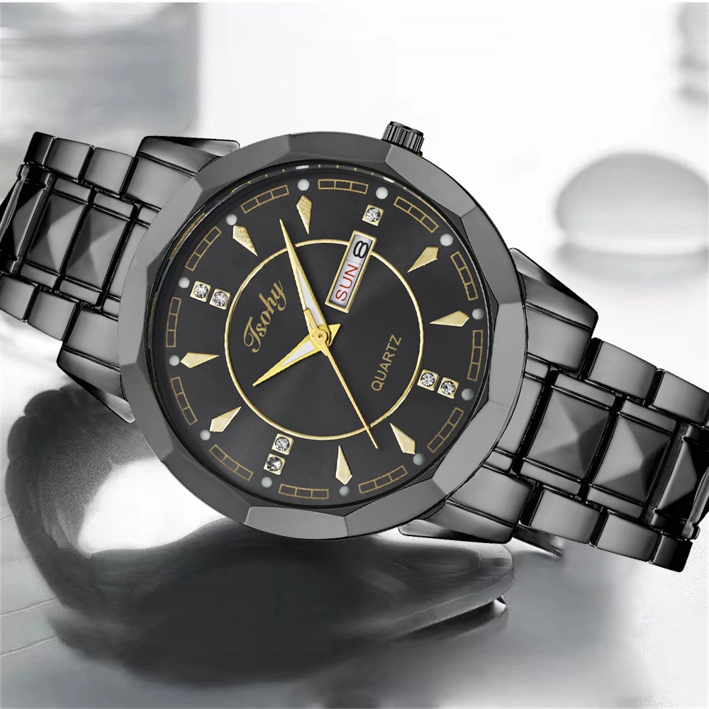 Часы наручные мужские деловые, Модные прочные, крутые, красивые, с двойным календарем, классические, для студентов