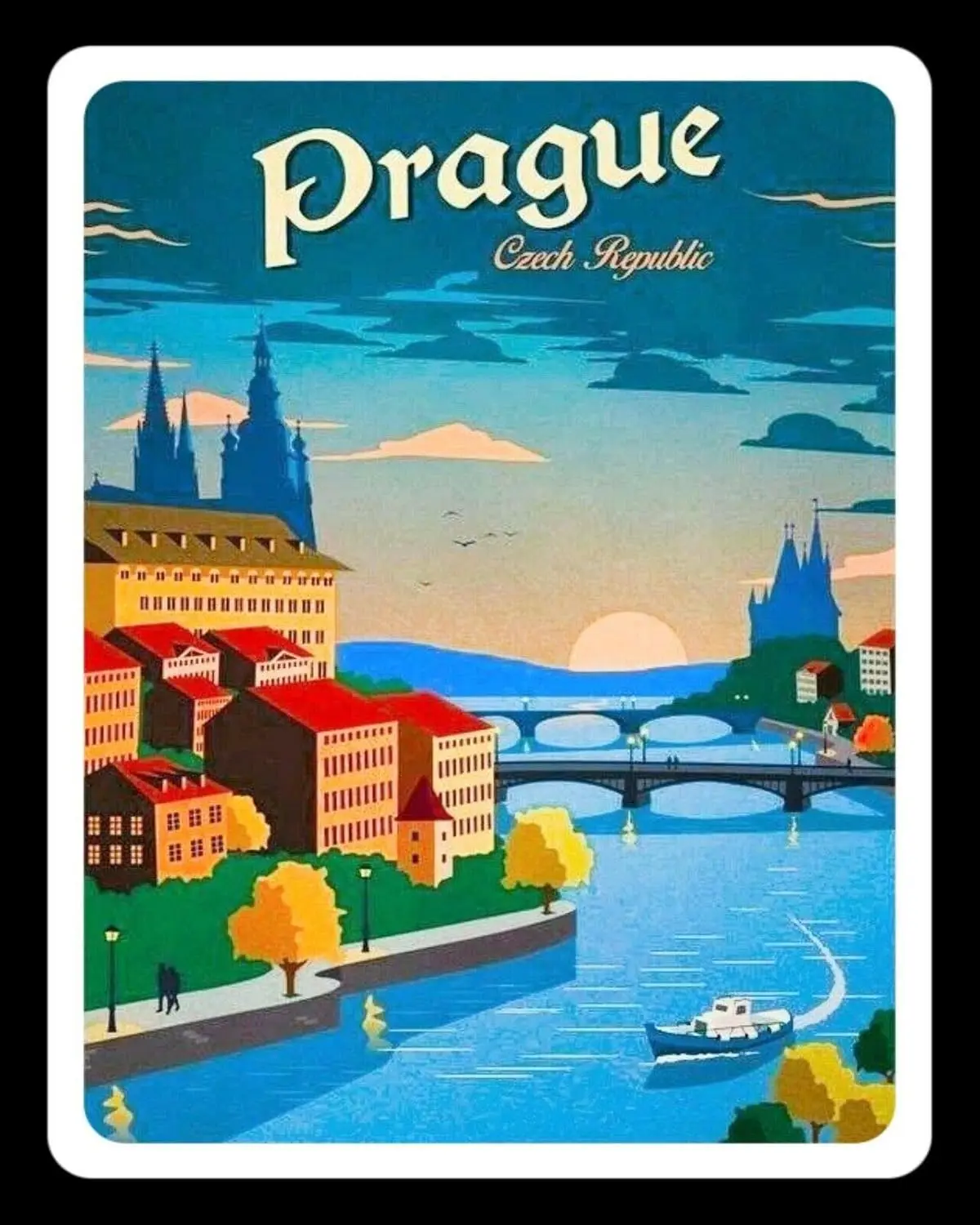 Prague Czech Republic Travel Poster Metal Plaque Tin Sign -aluminum