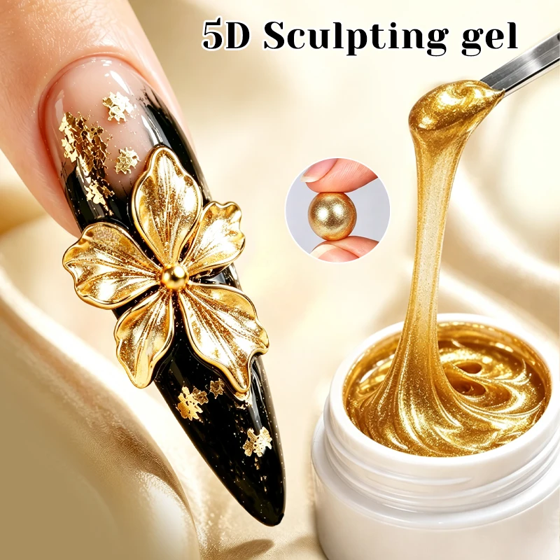 NICOLE DIARY 15ml Metallic Gold Silver 5D Sculpting Gel Non Stick Hand Flower Carving Bowknot Molding Soak Off UV Led DIY Gel