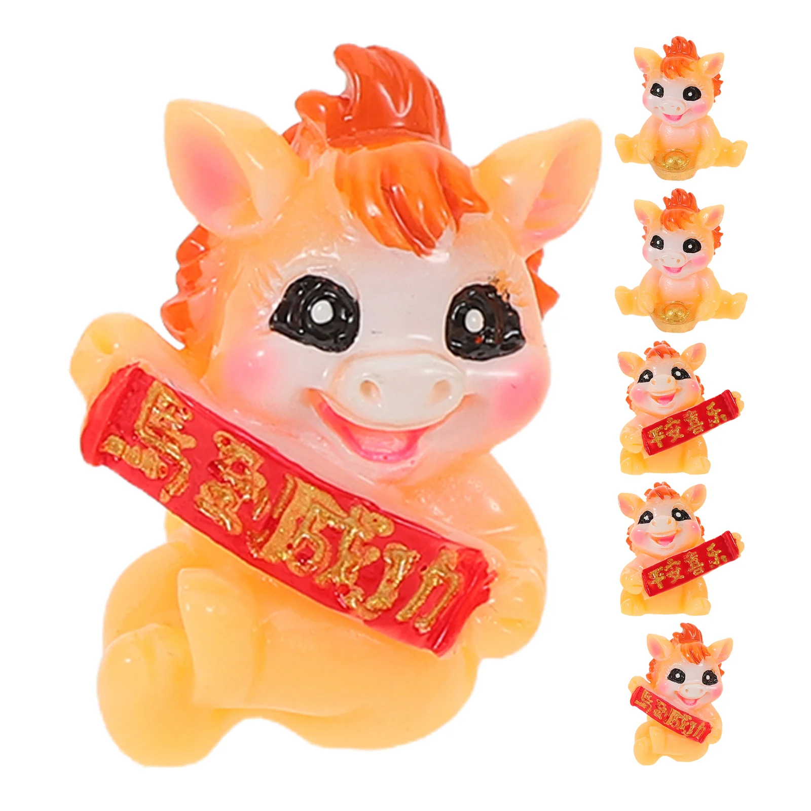 6 قطعة تماثيل حصان مصغرة 2026 الصينية زودياك تمثال راتنج لمهرجان الربيع ديكور المنزل سطح المكتب كعكة توبر محظوظ الحيوان