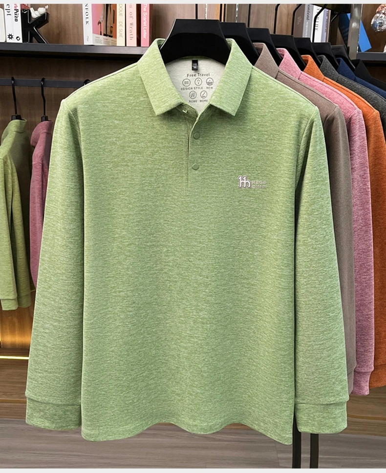 Marke Mode Buchstaben Muster Langärmel Polo-Shirt Herren Luxus Herbst Neues Leicht Komfort Geschäftsbereich Freizeit Flip-Kragen T-Shirt – Detail 5