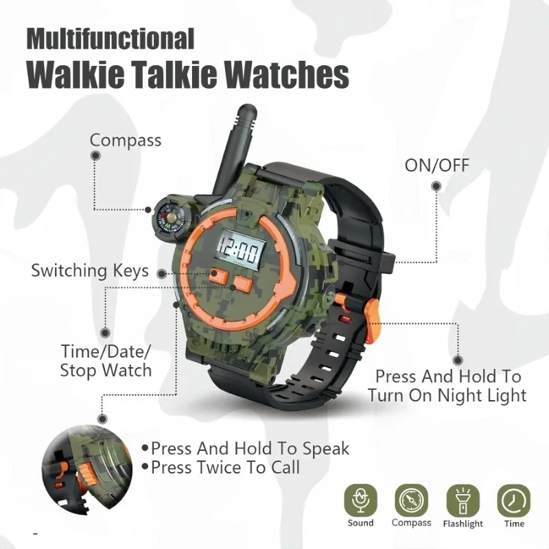 2PCS Rechargeable Walkie Talkies for Kids,Two-Way Radio Walky Talky with Flashlight and Compass,200 Meter Transmission Range,Out