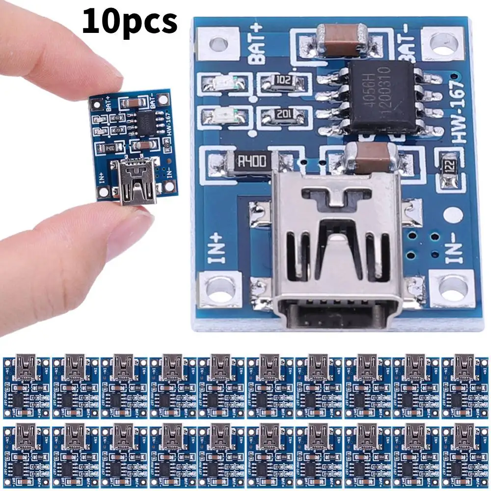 Chargeur de batterie au lithium TP4056, carte de charge technique avec protection pour touristes, 1A, 5V, 18650, 10 pièces