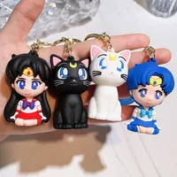 Hot Anime Sailor Moon Keychain Kawaii Figure Doll Couple Bag Pendant Keyring Car Key Chain Accessories Toy Gifts