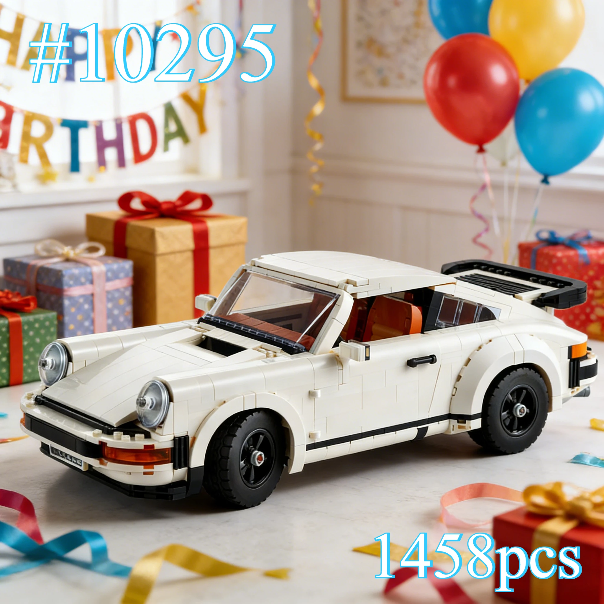 

Белый с оранжевым спортивным автомобилем, набор строительных блоков 10295, подходит для подарков на день рождения, совместим с деталями Lego, 1458 шт.