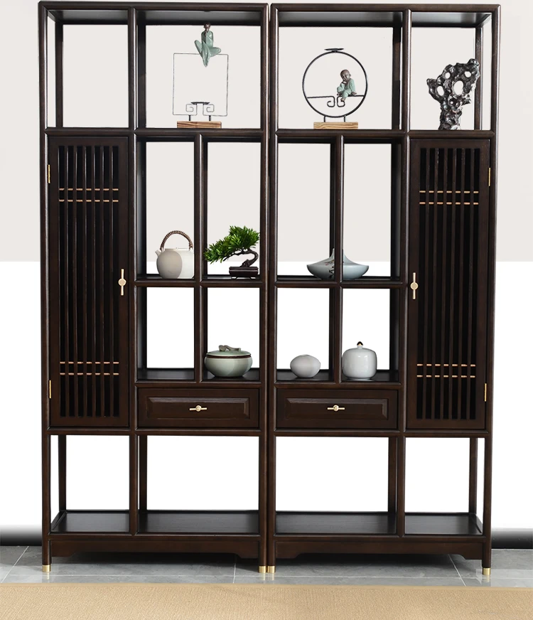New Chinese solid wood bookcase Bogu rack, tea shelf, Duobao Pavilion storage display rack