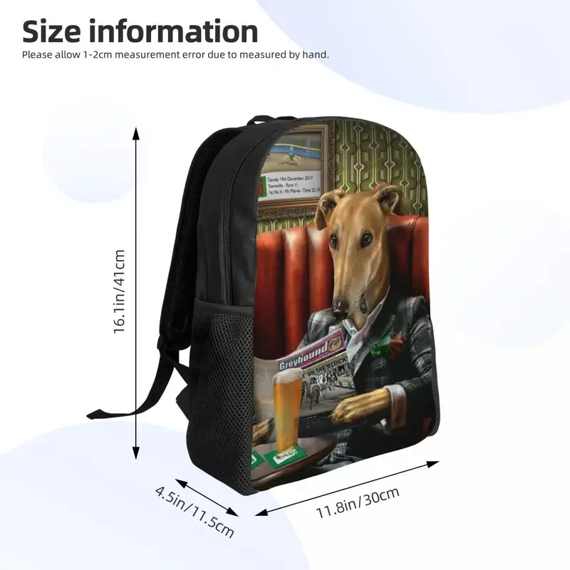 Mochilas personalizadas do retrato do cão do galgo para mulheres e homens, Schoolbag para a faculdade e a escola, Whippet, Sighthound Lover Bags, Fashion Bookbag