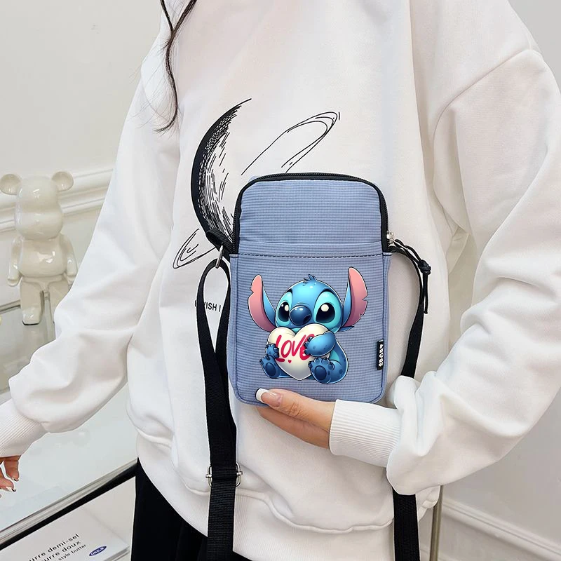 Disney Lilo & Stitch Women Shoulder Bag Crossbody BagsCanvas Small Female Bag Students Single Shoulder Mobile Phone Bags Handbag