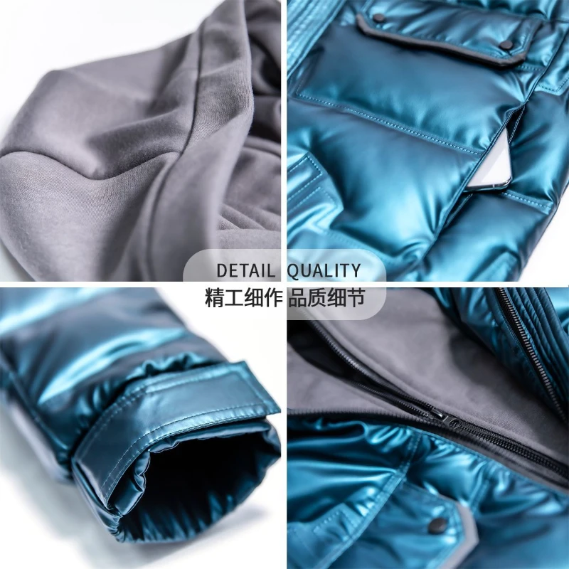 Bright Face Parkas Wash Down Jacket Men's  New Fashion Trend Overcoat Loose Hooded Keep Warm Jacke Hot Bread Coat Men Outwear