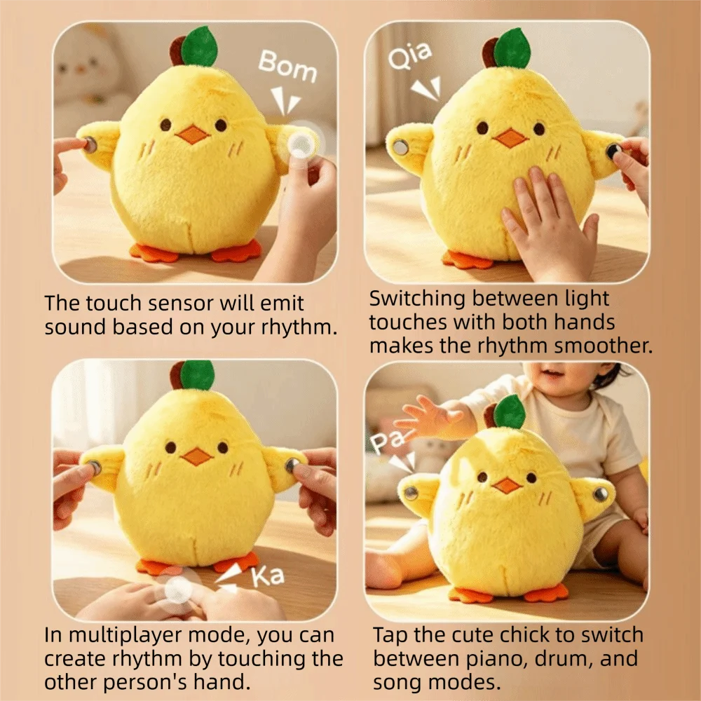 Creative Inertial Beat Corn Musical Toy Soft Texture Sensory Music Rhythm Stuffed Doll 6 Modes Interactive Human Body Piano Toy