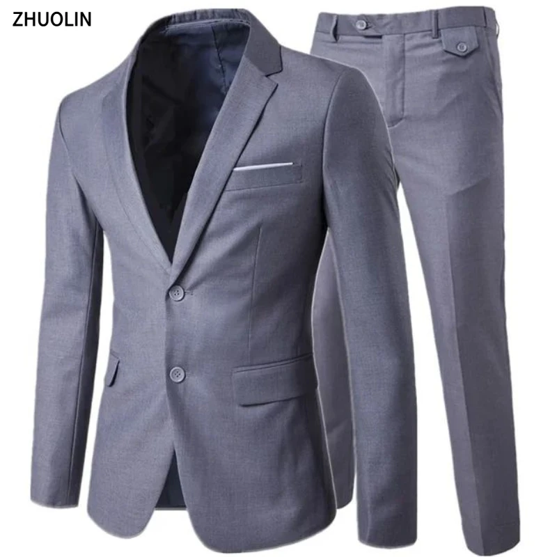 Men Elegant Suits For Wedding 3 Pieces 2 Set Jackets Vest Pants Luxury Blazers Outfit Business Classic Full 2024 Formal Costume